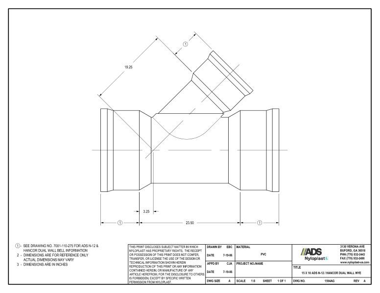 15 x 10 N-12 Dual Wall Wye Nyloplast Detail