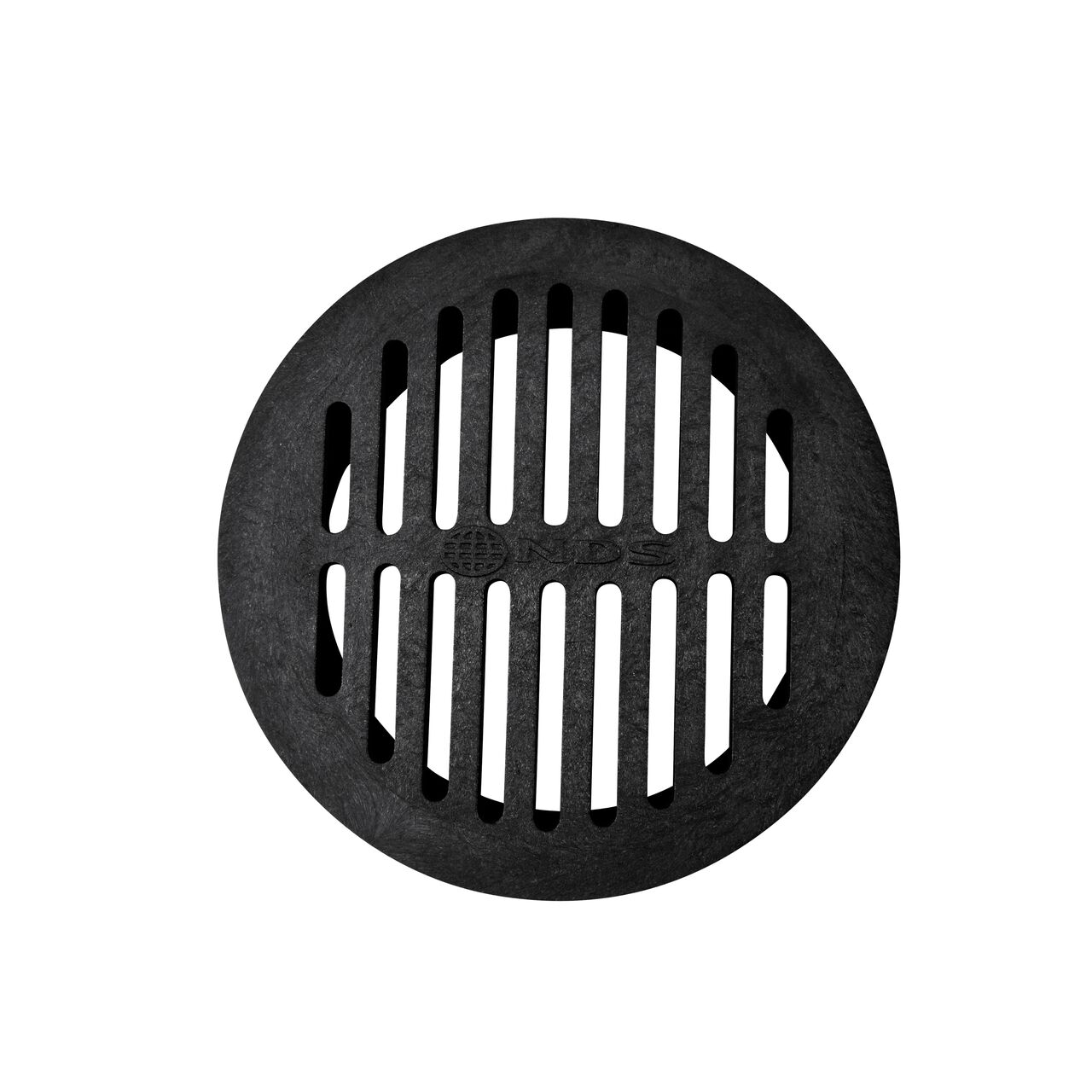 Top-down view of the NDS 6 in. Round Grate, made of Black Plastic (NDS 40*, NDS 40)