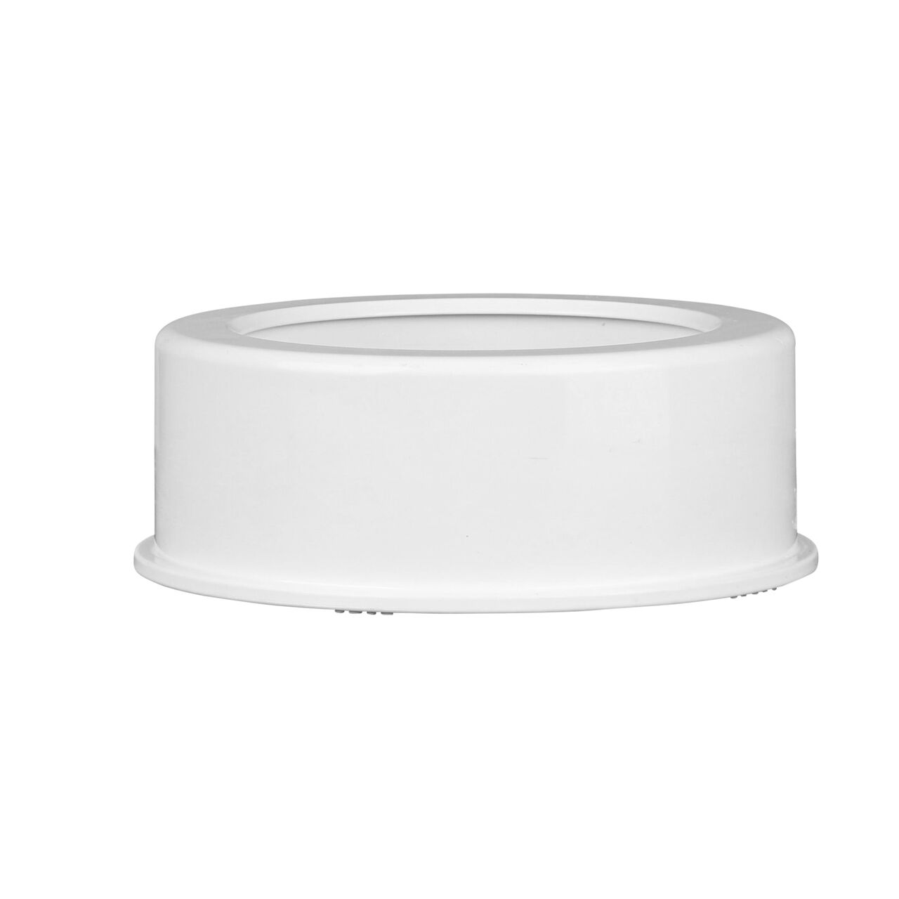 Side view of the PVC increaser/reducer bushing, connects 3 in. Sewer and Drain Spt to 4 in. S&D Hub (NDS 3P07, NDS M3P07)