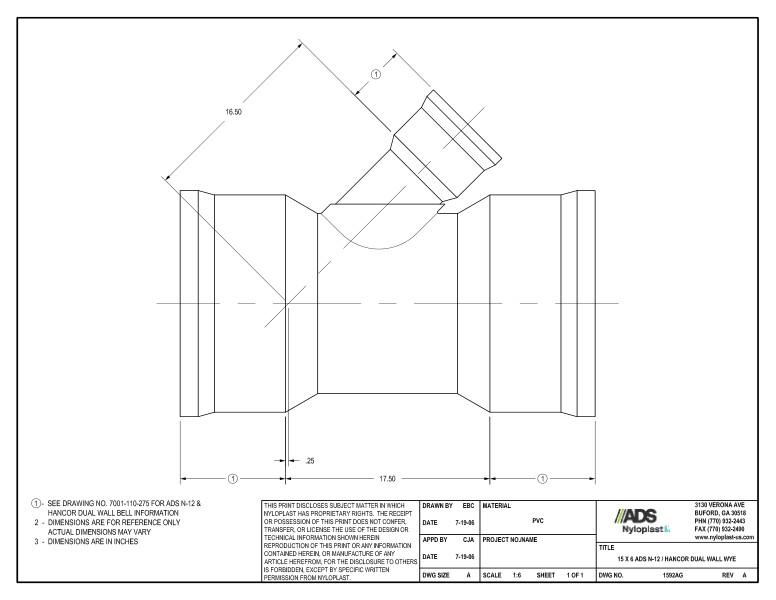 15 x 6 N-12 Dual Wall Wye Nyloplast Detail
