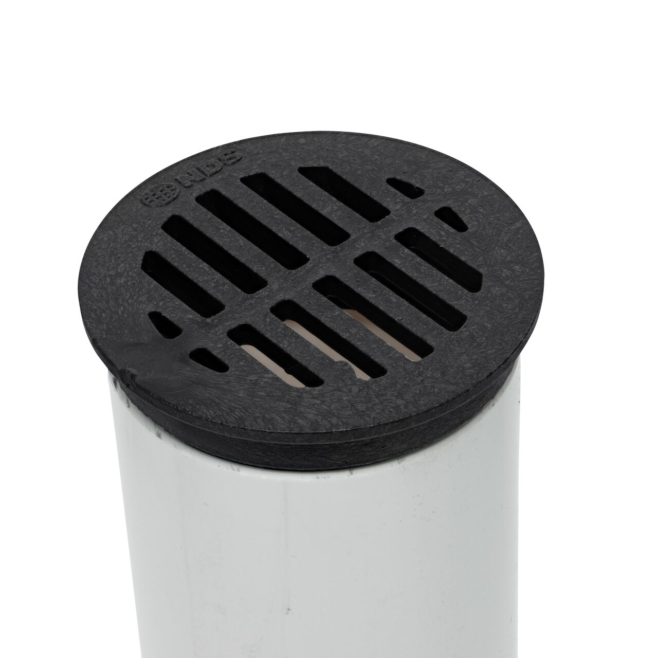 NDS 3 in. Round Grate installed on 3 in. Sewer and Drain Pipe (NDS 14*, NDS 14)
