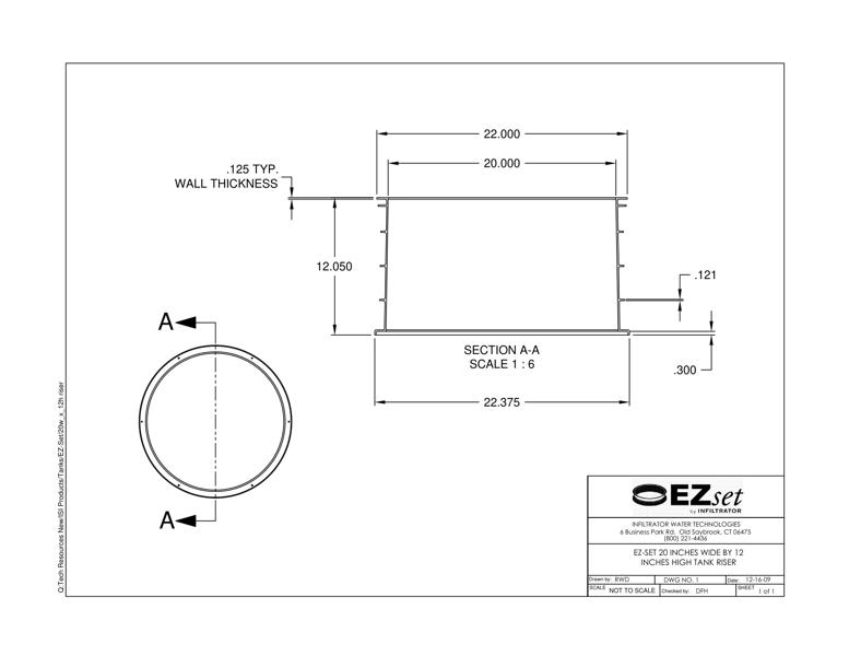 20" x 12" EZset High Tank Riser Standard Detail