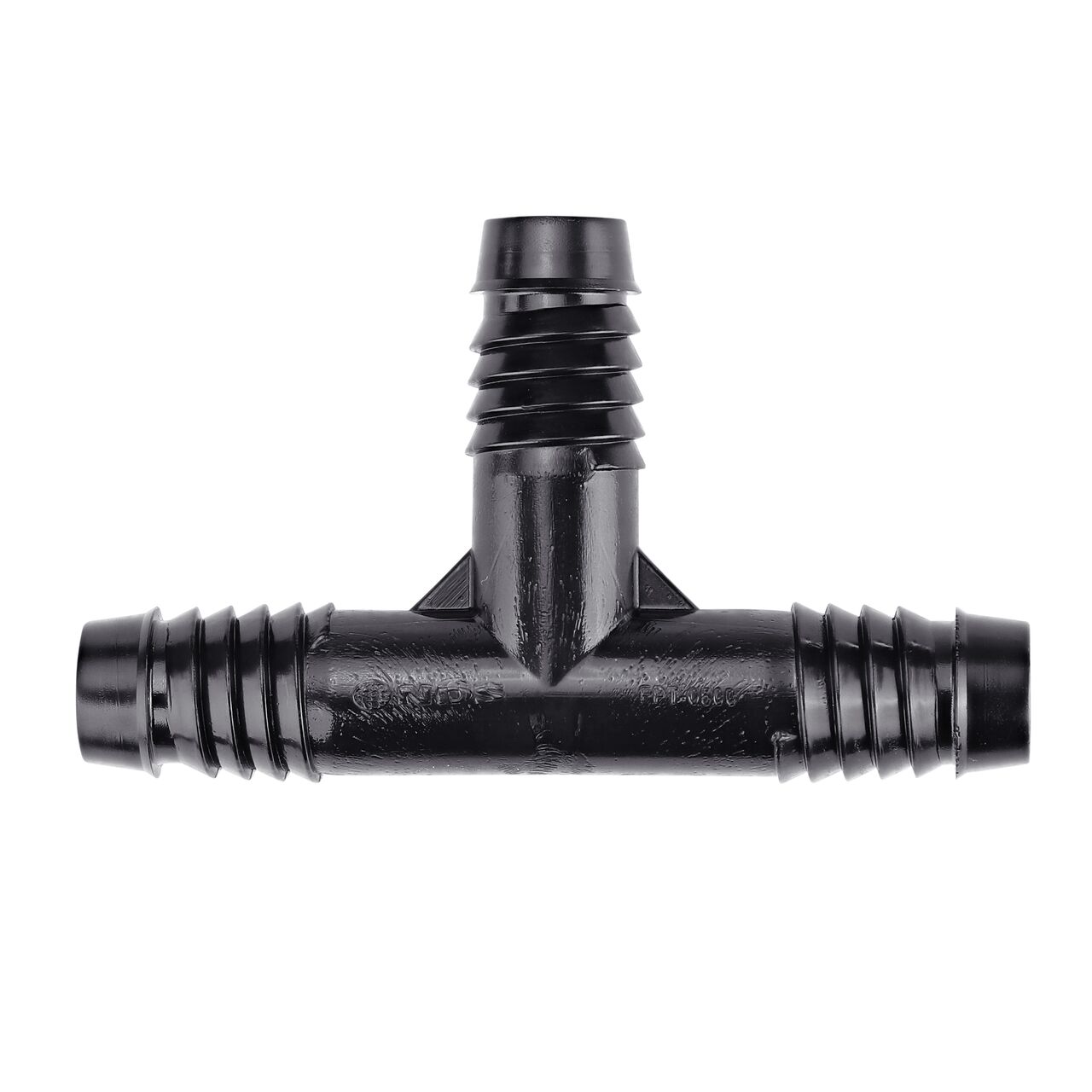 Insert a branch off of connection point between fittings and irrigation supply tubing using the NDS 1/2 in. Barbed Flexee Swing Pipe Tee (NDS FPT-0500)