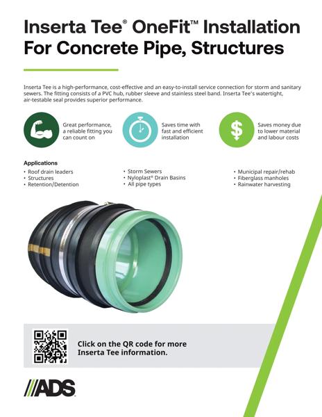 Inserta Tee OneFit Installation For Concrete Pipe, Structures