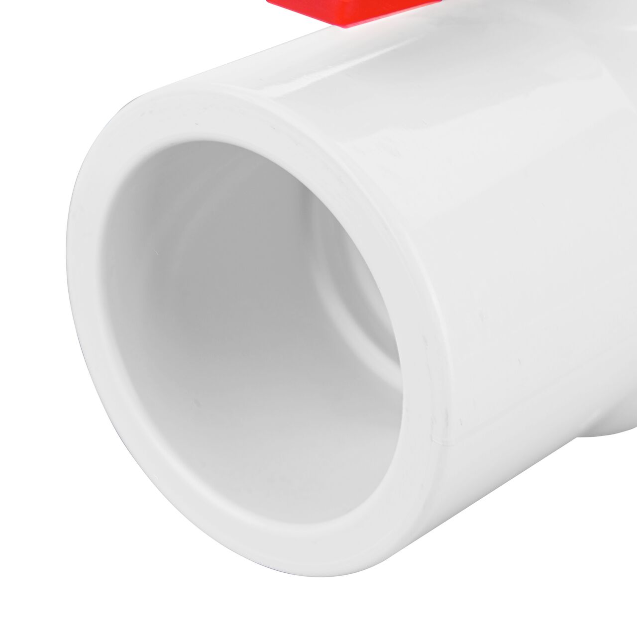 Closeup of the NDS CTS Ball Valve showing the stem that is made of durable CPVC material (NDS C1310-15)