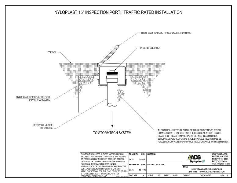 15" Cleanout Access For Stormtech (Non-Traffic Rated With Solid Cover) Nyloplast Detail