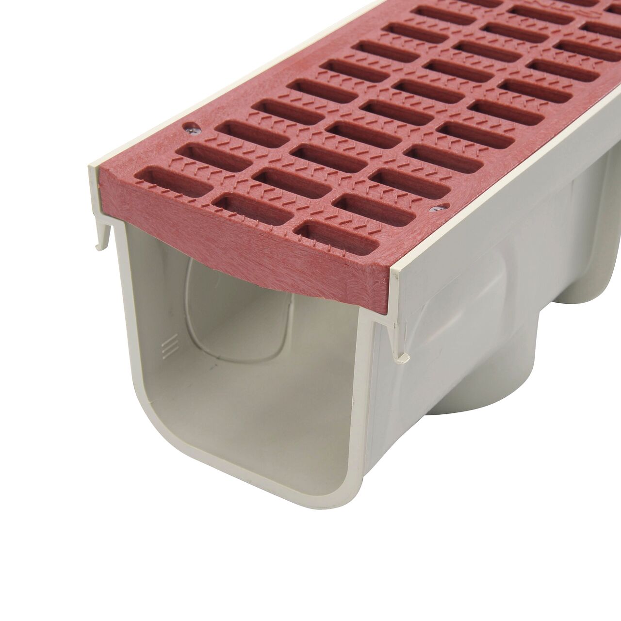 The NDS 5 in. Pro Series Channel has a grate seat for the 5 in. Pro Series Brick Red Channel Drain Grate (NDS 800, NDS 818)