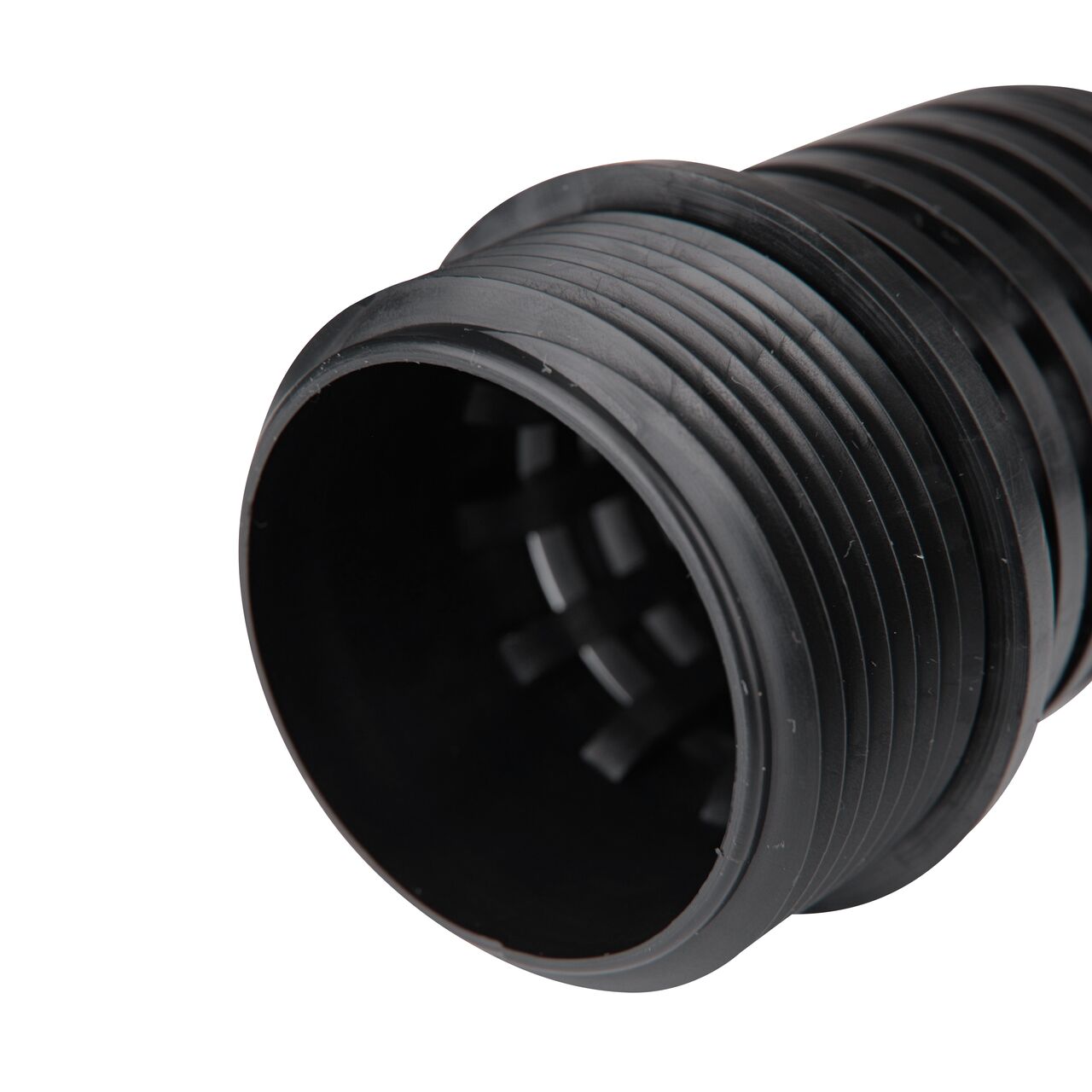 Closeup view of threaded end of the 1-1/4 in. IPS 100 Mesh Foot Valve Screen (NDS 1800-12) which connects to the FPT end of a 1-1/4 in. foot valve