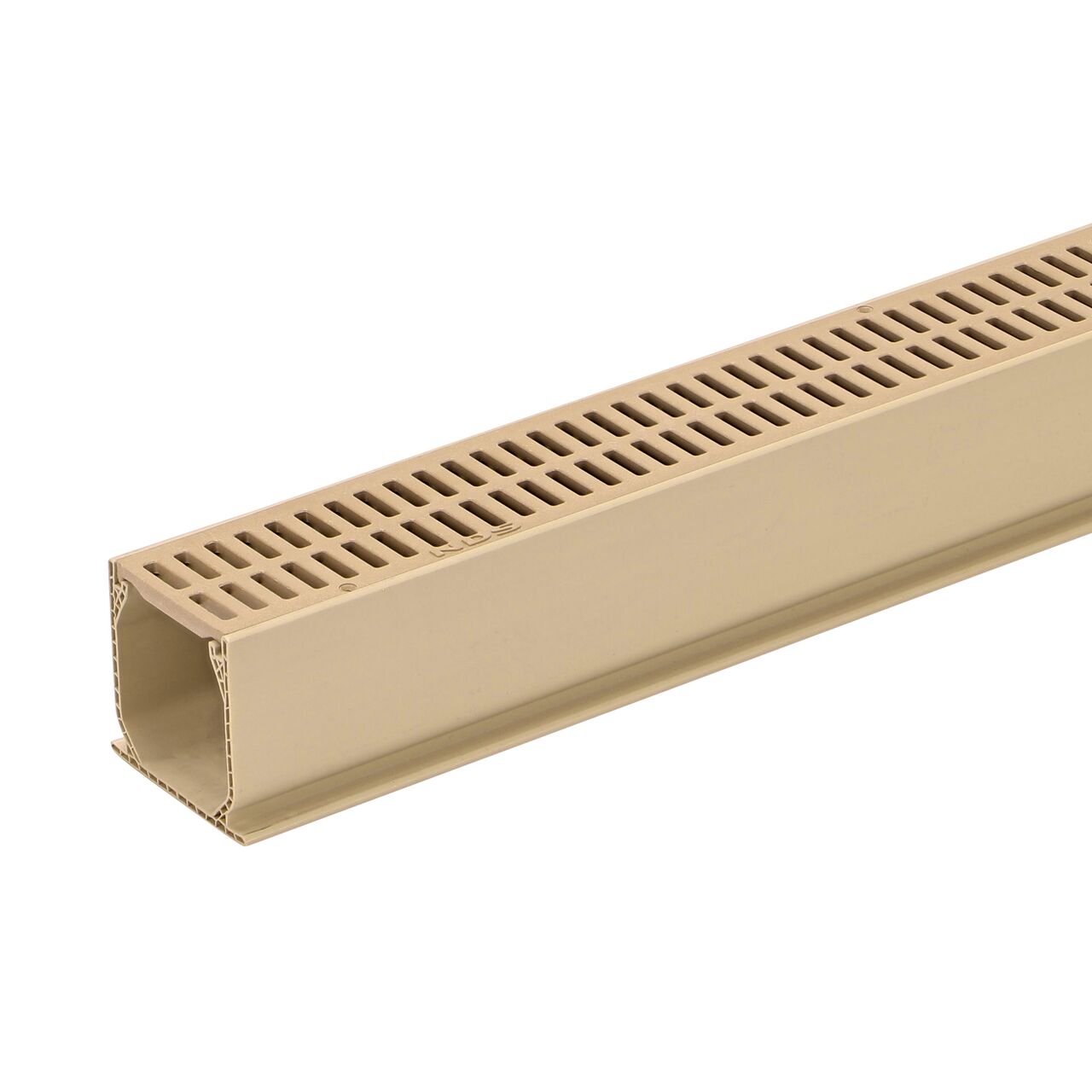 Partial Installation of the NDS Sand 3-1/16 in. wide X 6 ft. long Mini Channel™ Drain (NDS 500S) with the adapter (NDS 544)