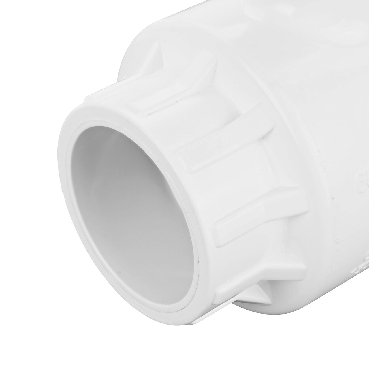 Closeup of the NDS IPS Ball Valve showing the stem that is made of durable PVC material (NDS E1410-25)