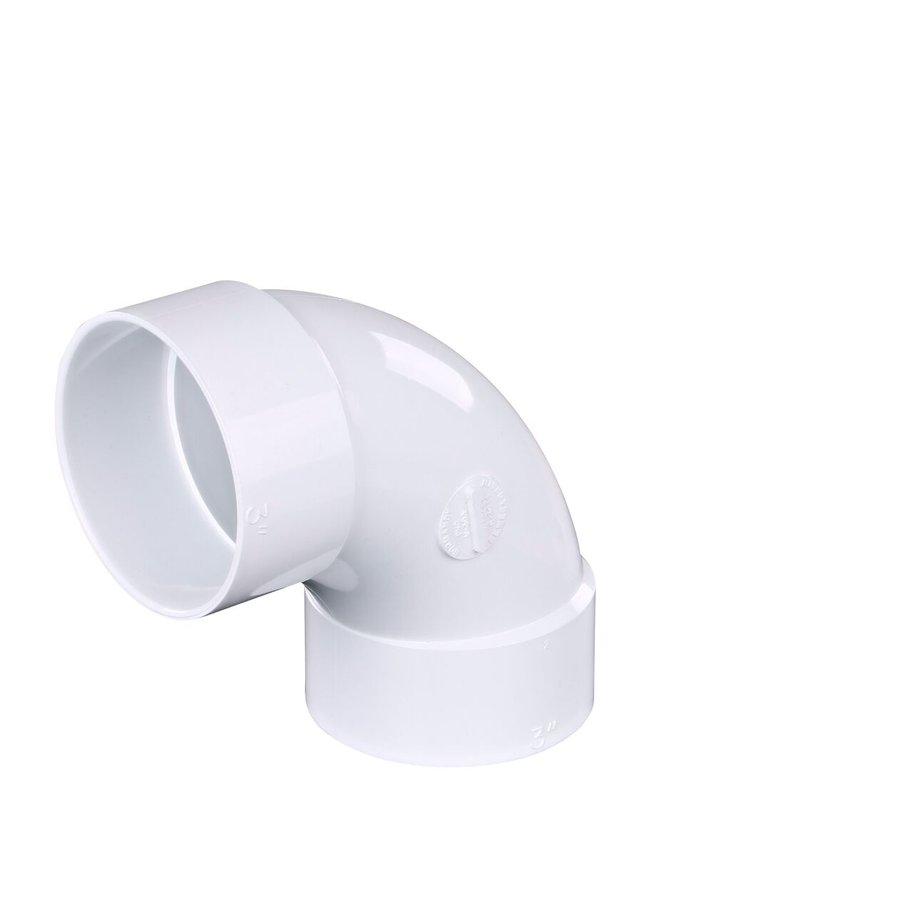 The PVC 90° long-turn elbow, connects 3 in. Sewer and Drain pipes, Hub X Hub connection (NDS 31P0)