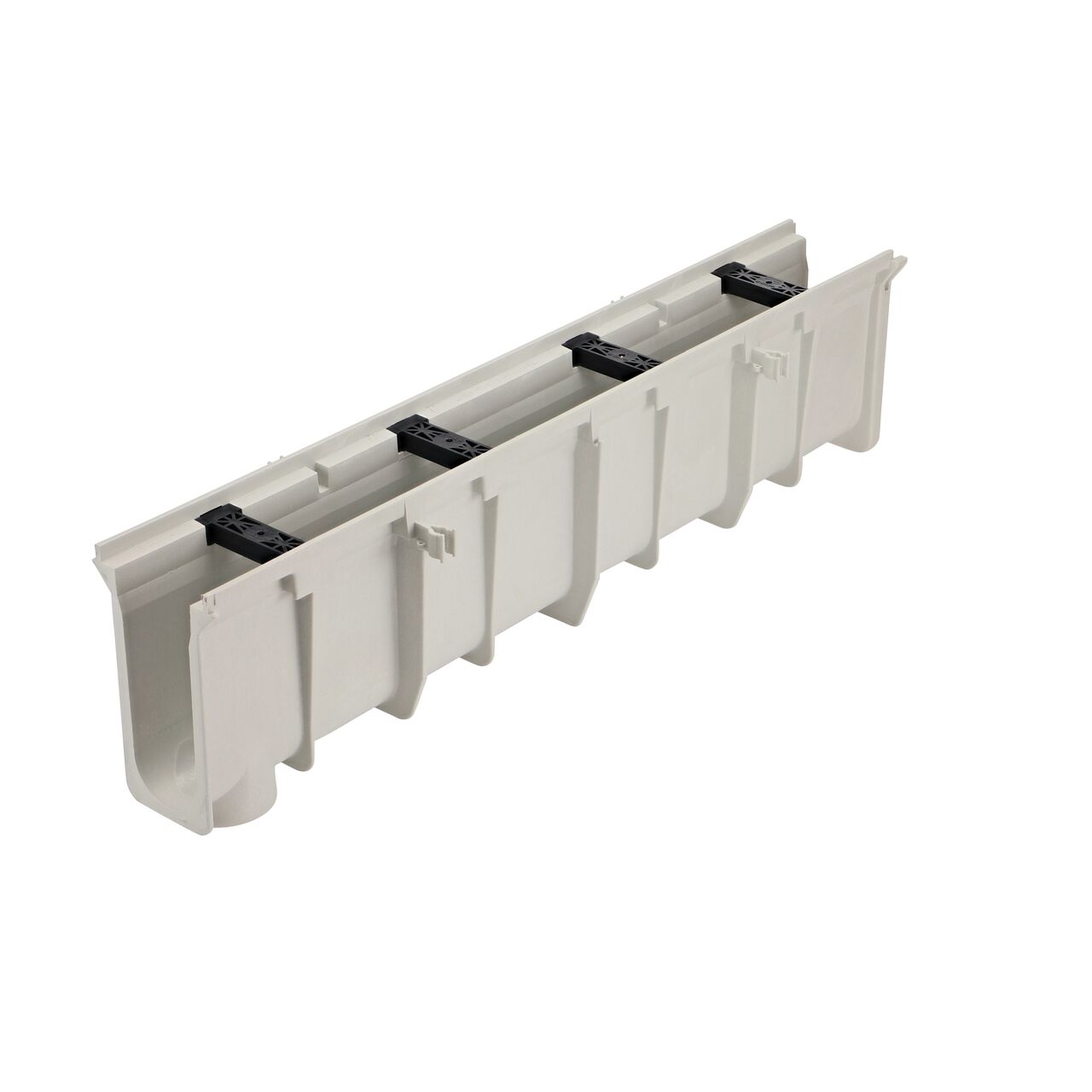 NDS Dura Slope Channel Drain, 10.38 in. to 10.71 in. Deep (NDS DS-110) with tongue joints facing camera