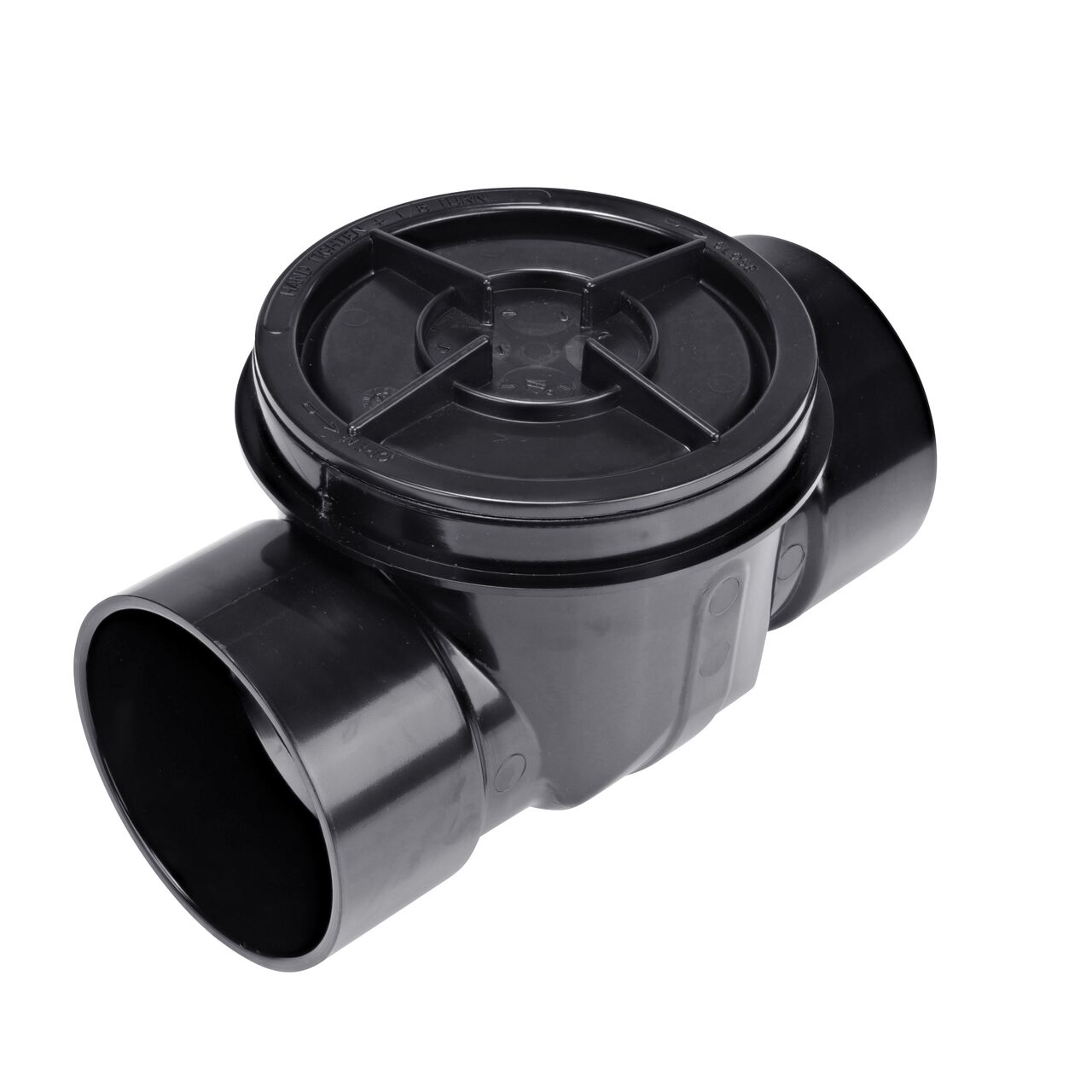 The outlet end on the NDS Black 6 in. ABS Backwater Valve (NDS 675)