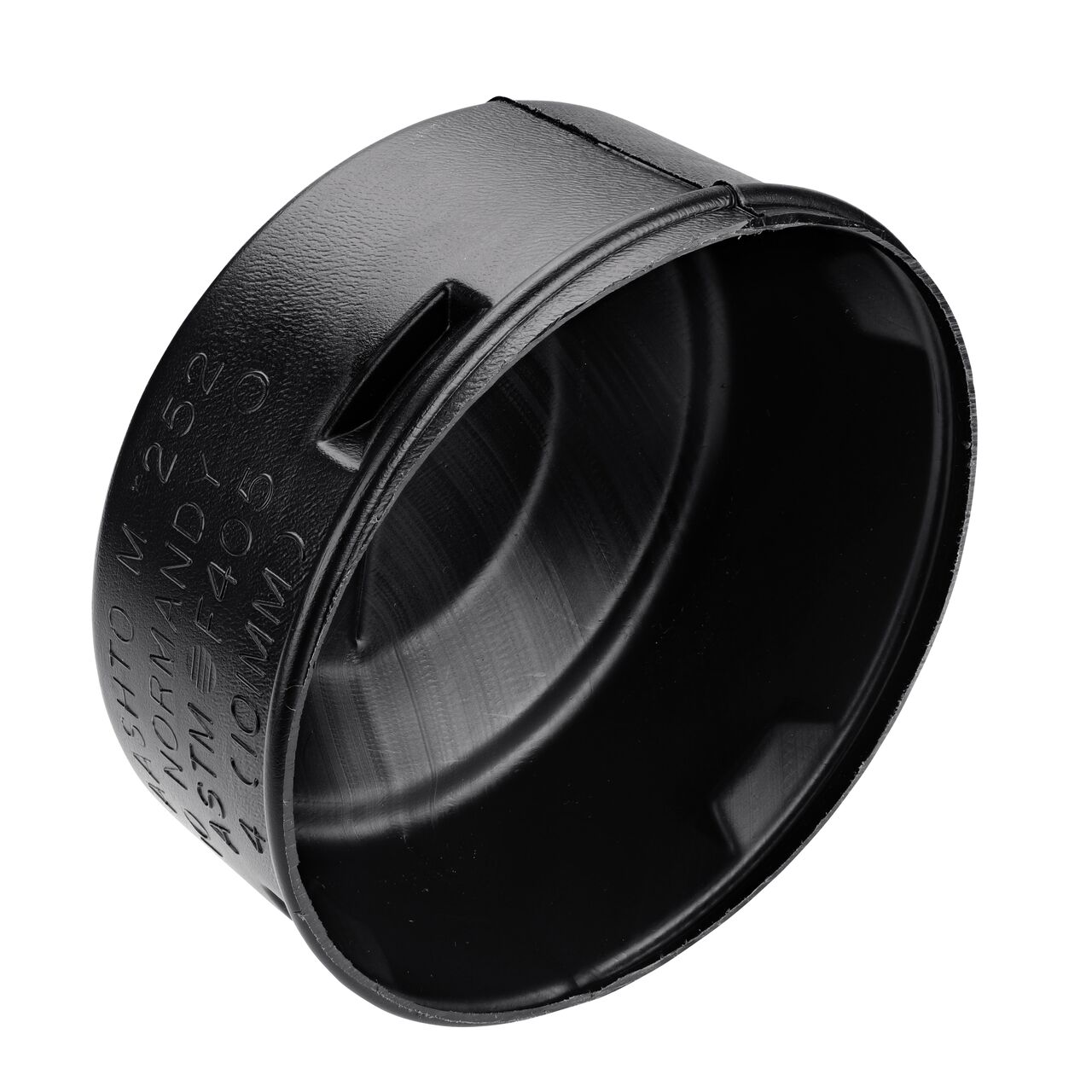 Alternate view of the back end of the 4 in. High-Density Polyethylene Corrugated End Cap (NDS 4C06)