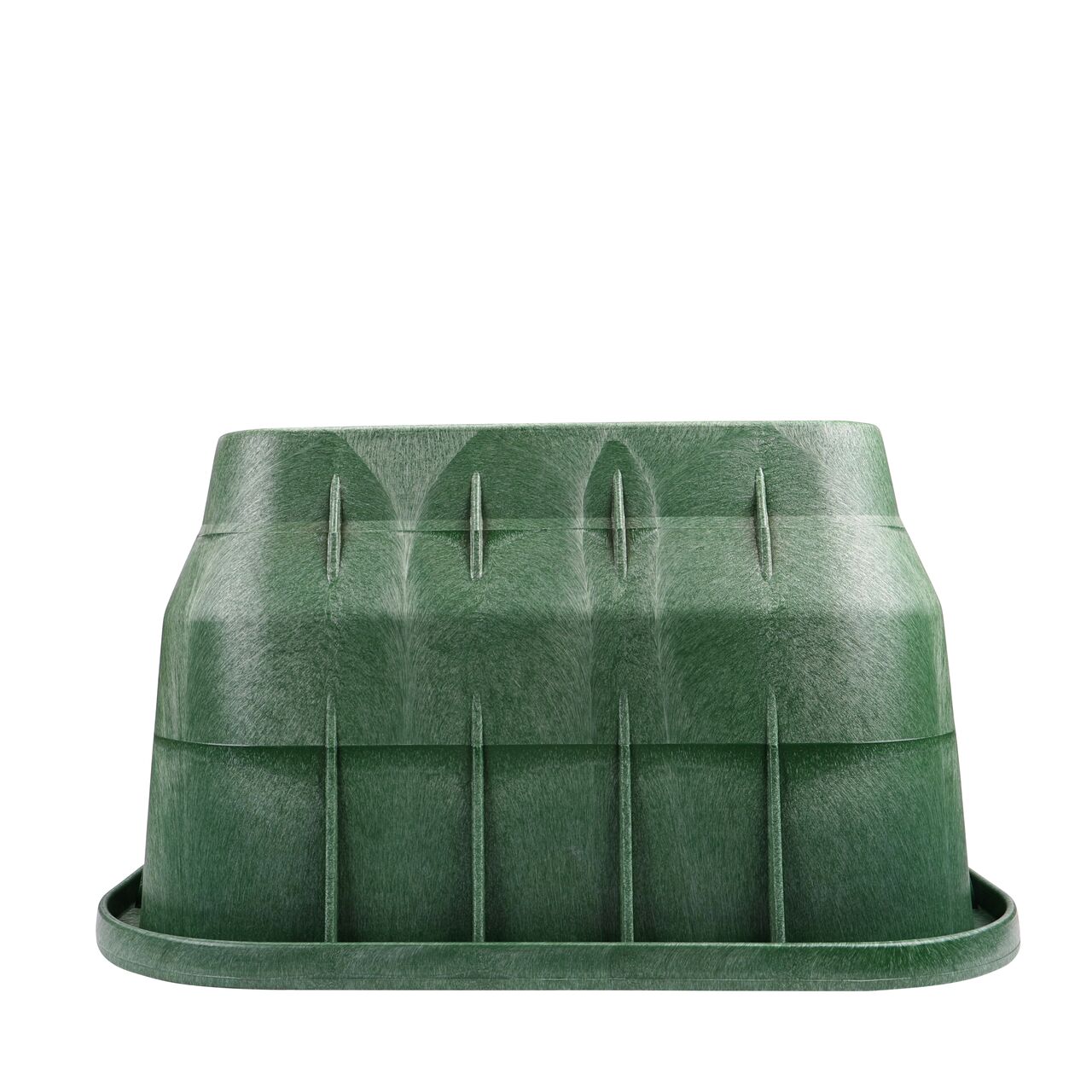 Side view of the shorter side on the NDS Green plastic 17 in. X 30 in. Rectangular Pro-Spec® Series Valve Box (NDS 324B)