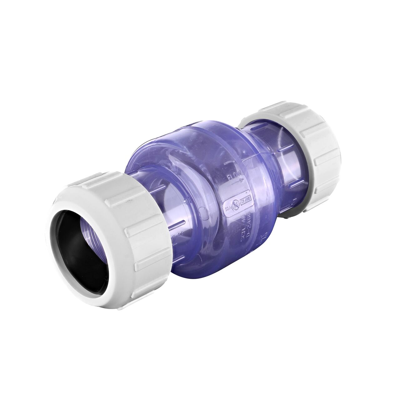 Alternate direction of the NDS Clear 2 in. compression fitting end by compression fitting end PVC Compression Swing Check Valve (NDS 1500C20)