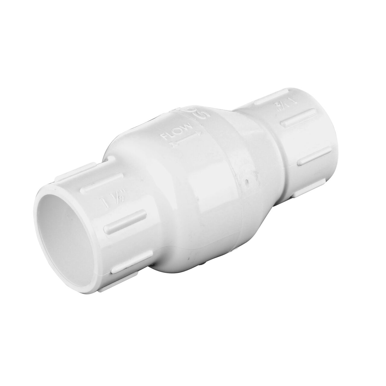 Alternate view of the NDS White 1-1/2 in. slip end by slip end PVC Spring Check Valve (NDS 1011-15, NDS 1012-15)