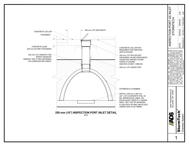 Stormtech Inspection Port Inlet Detail