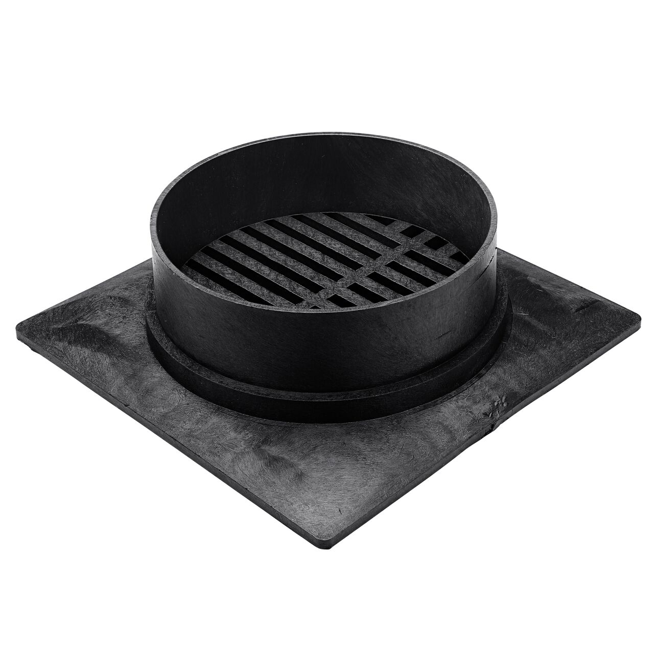 Upside down view of the NDS 8 in. Square Grate to see the circular opening (NDS M881)