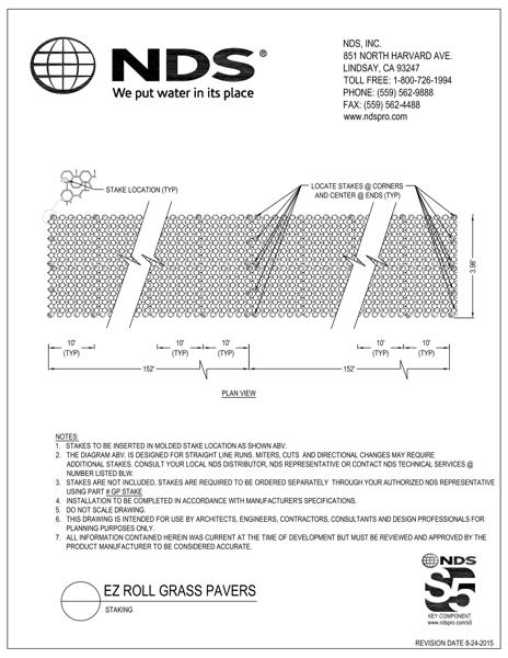 NDS EZ Roll® Grass Pavers Staking Installation Detail
