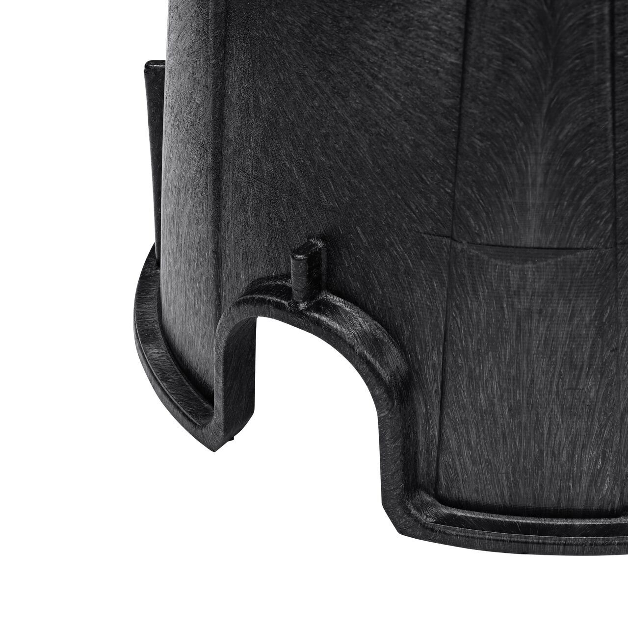 Closeup view of the pipe hole on the NDS Black plastic 10 in. Round Pro-Spec® Series Valve Box (NDS 311B)