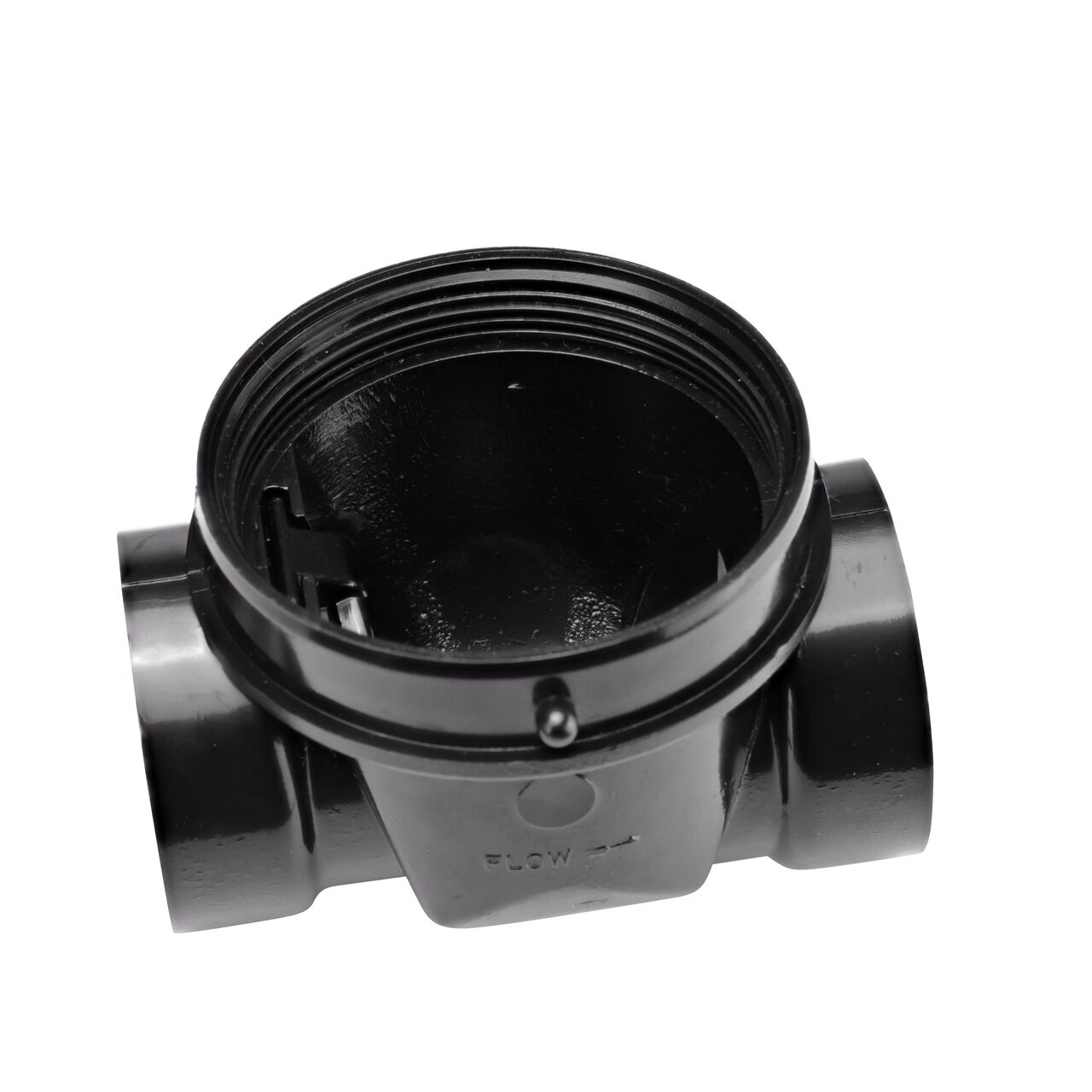 The flapper closed inside of the NDS Black 2 in. ABS Backwater Valve (NDS 275) controls the flow of water