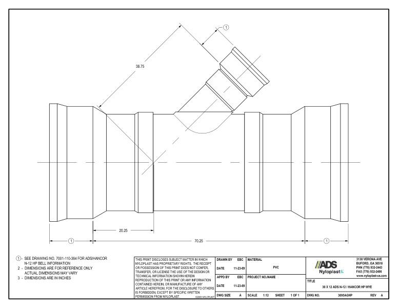 30 x 12 HP Wye Nyloplast Detail