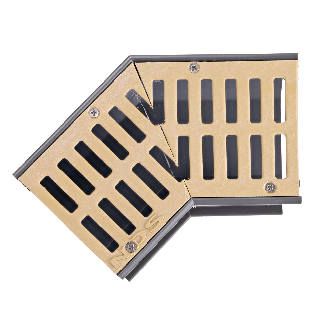 Top down view of the NDS Sand Mini Channel™ Drain 45 Degree Elbow and Grate (NDS 5303)
