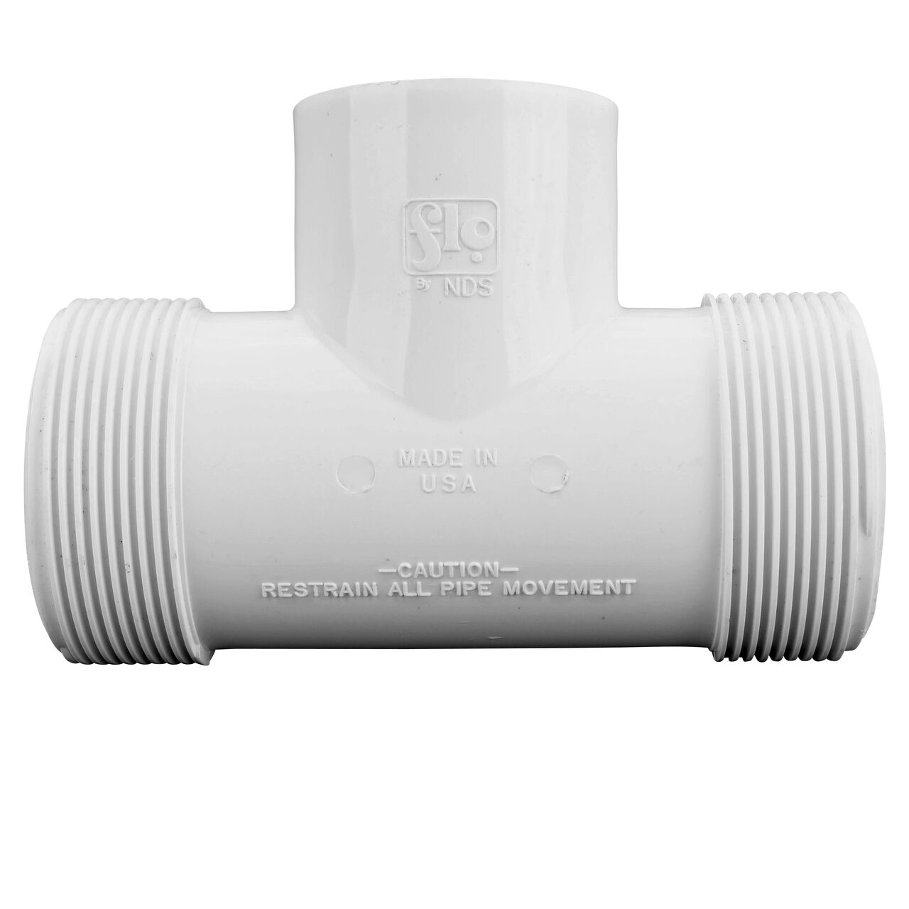 The NDS PVC Threaded Tees has adjustable nut on each compression end that tighten and secure to pipes (NDS CPT-1500-T)