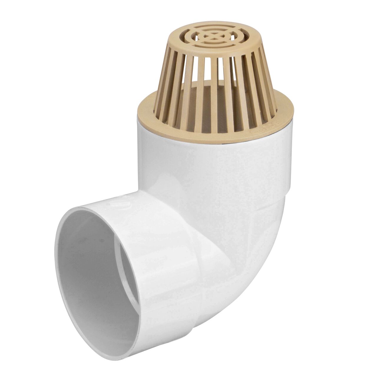 NDS 6 in. Sand Atrium Grate (NDS 90S, H90S) installed on 6 in. Sewer and Drain Fitting (NDS 6P02)