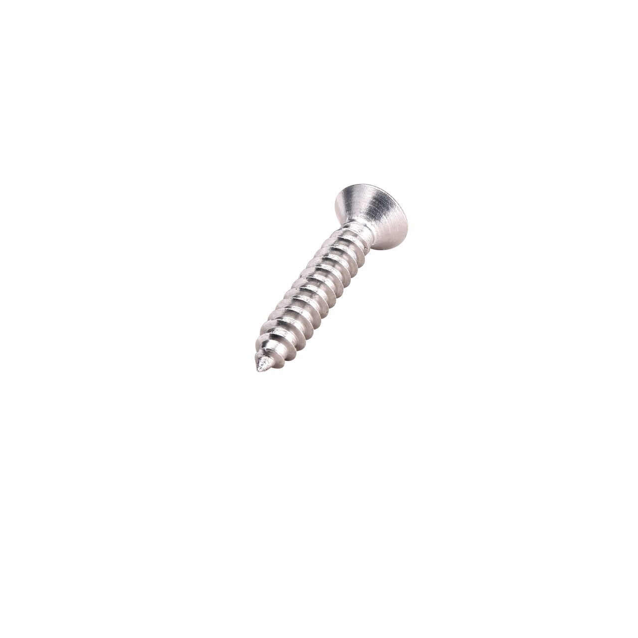 Closeup of the tip of stainless steel #4 X 5/8 in. Phillips Flat Head Screw (NDS 529)