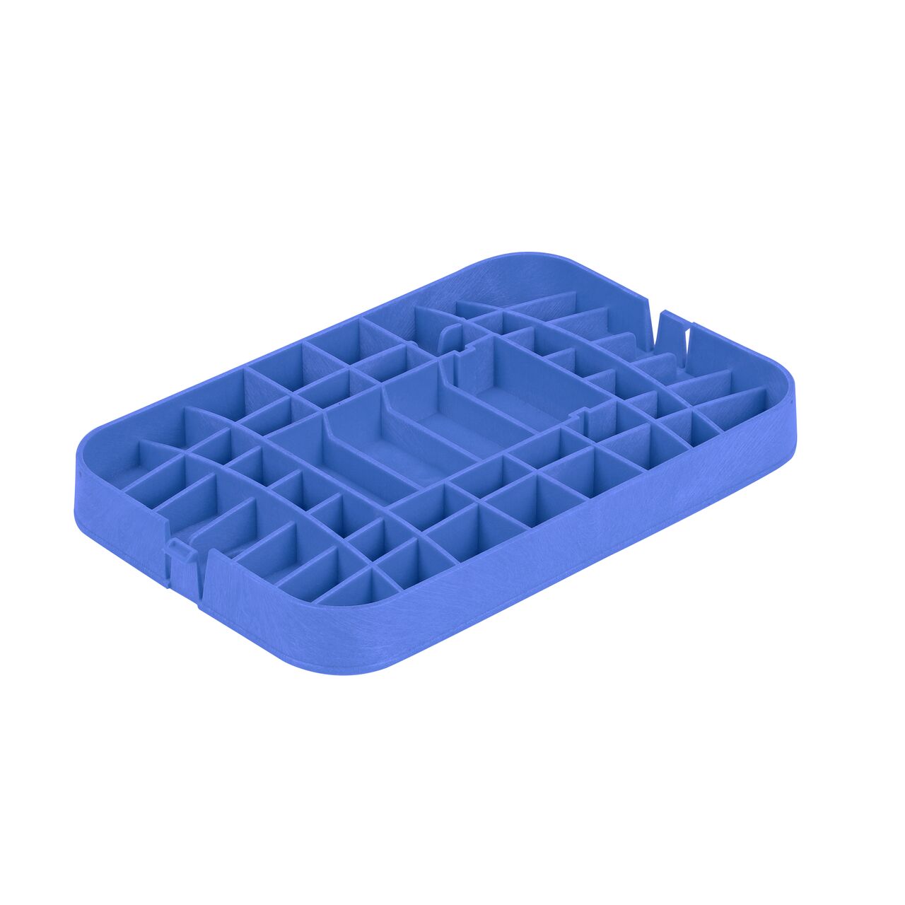 Bottom view of the reinforced ribs on the NDS 14 in. X 19 in. Blue Water Meter Drop-in cover (NDS D1200-DISBLUL) that fits the NDS 14 in. X 19 in. Standard Series Meter Box