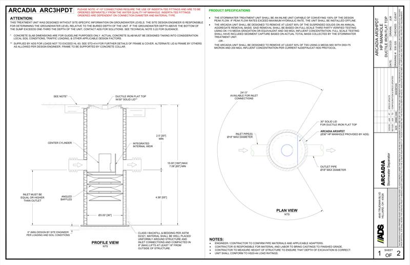Arcadia 3 HP Manhole DI Flat Top Detail