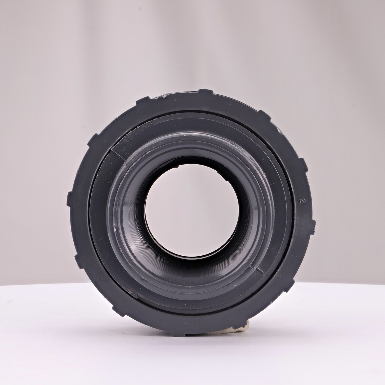 The inside of the threaded NDS 1-1/4 in. PVC Union which allows water to flow through while preventing leaks and made of durable PVC plastic (NDS U-1250-T)