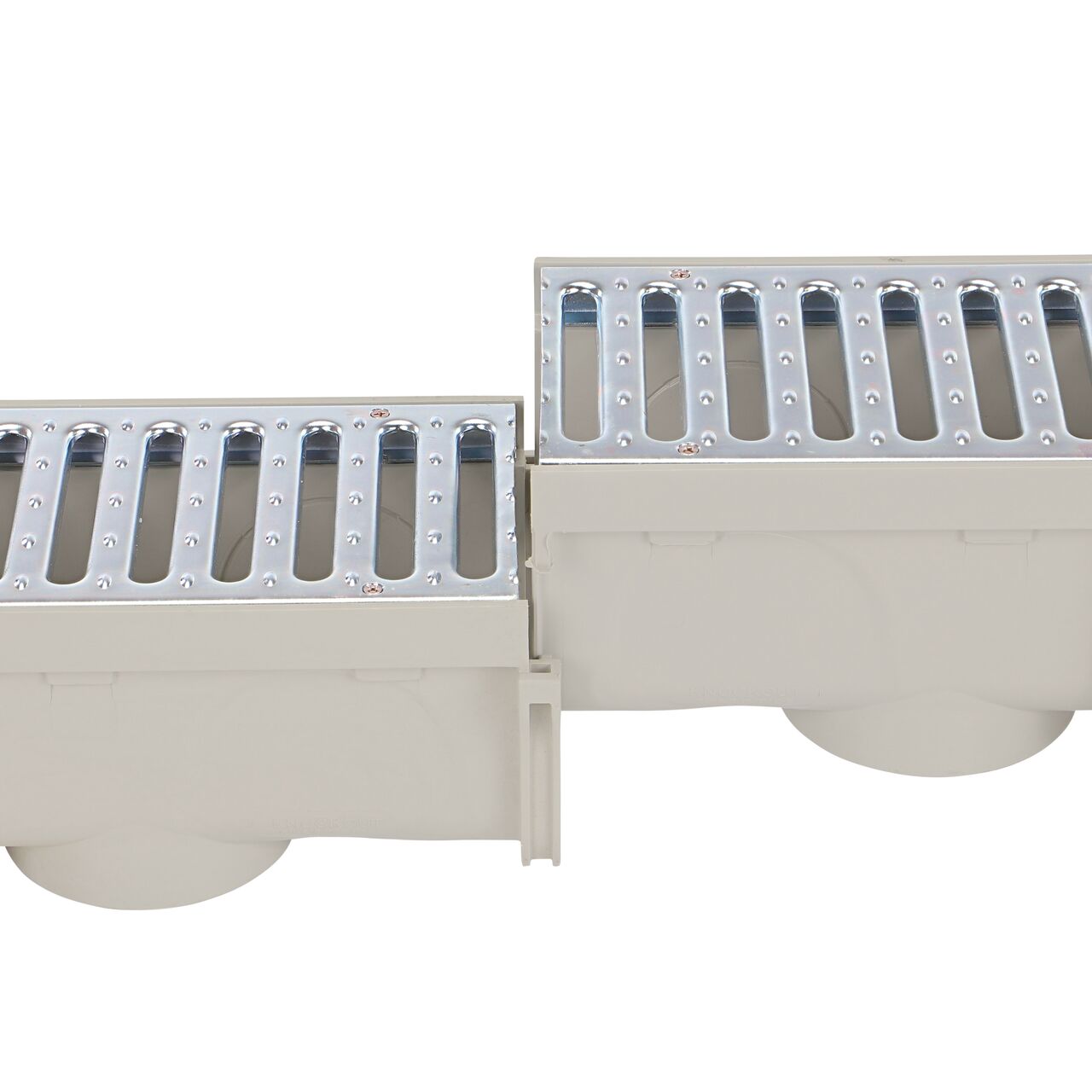 Place the female end into the male end on the NDS Steel Grate 5 in. Pro Series Channel Drain Kit (NDS 864GMTL) with no coupling required