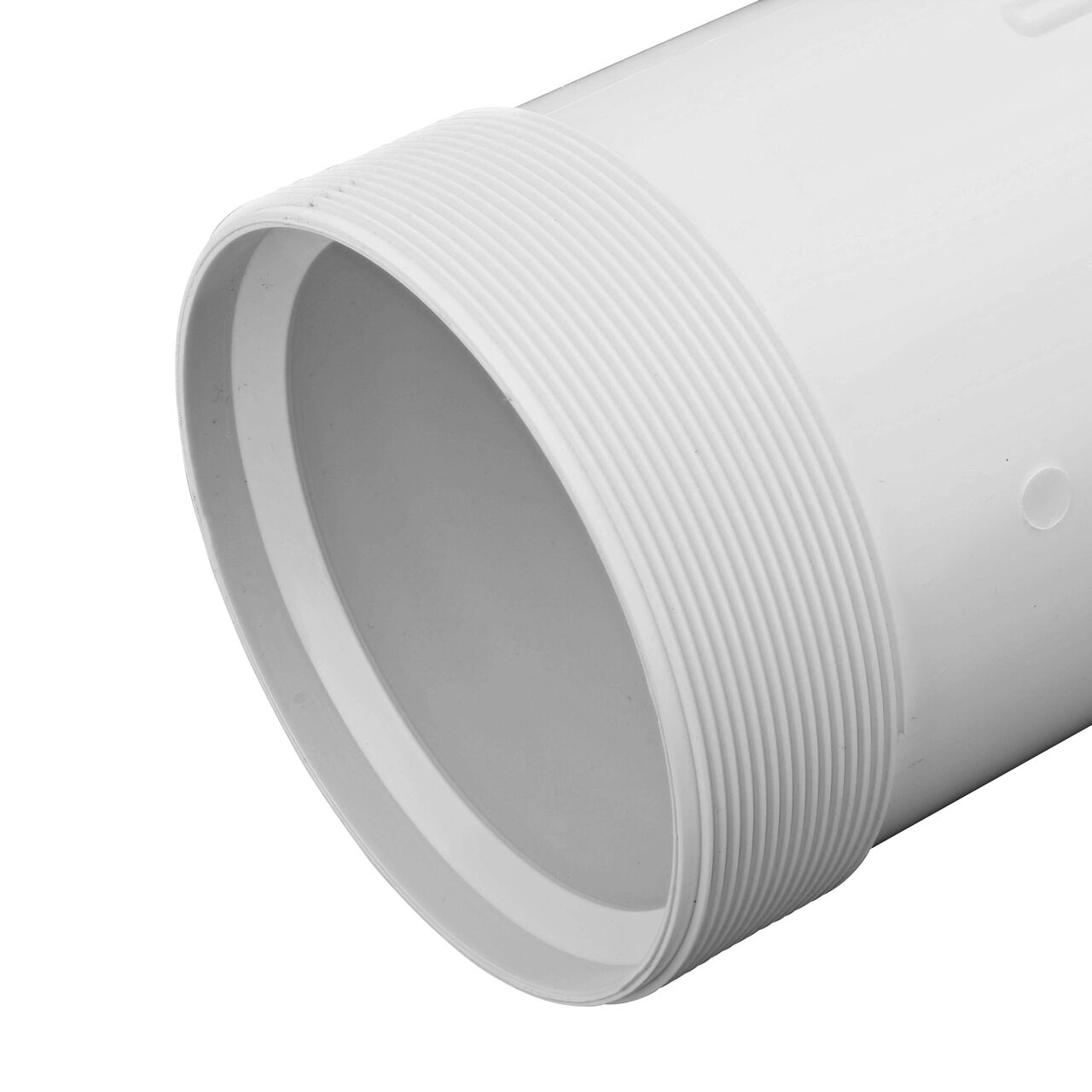 Closeup view of the NDS IPS UC Compression Coupling showing the end with the adjustable nut removed and once installed provides a leak resistant connection (NDS CPC-4000)