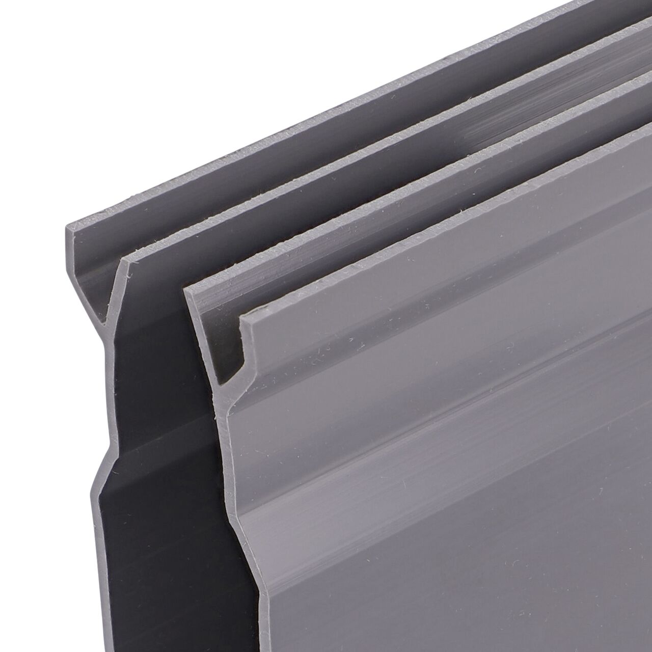Closeup of the drain cleanout of the NDS Gray Micro Channel™ Drain Cleanout (NDS 8653) with lid removed