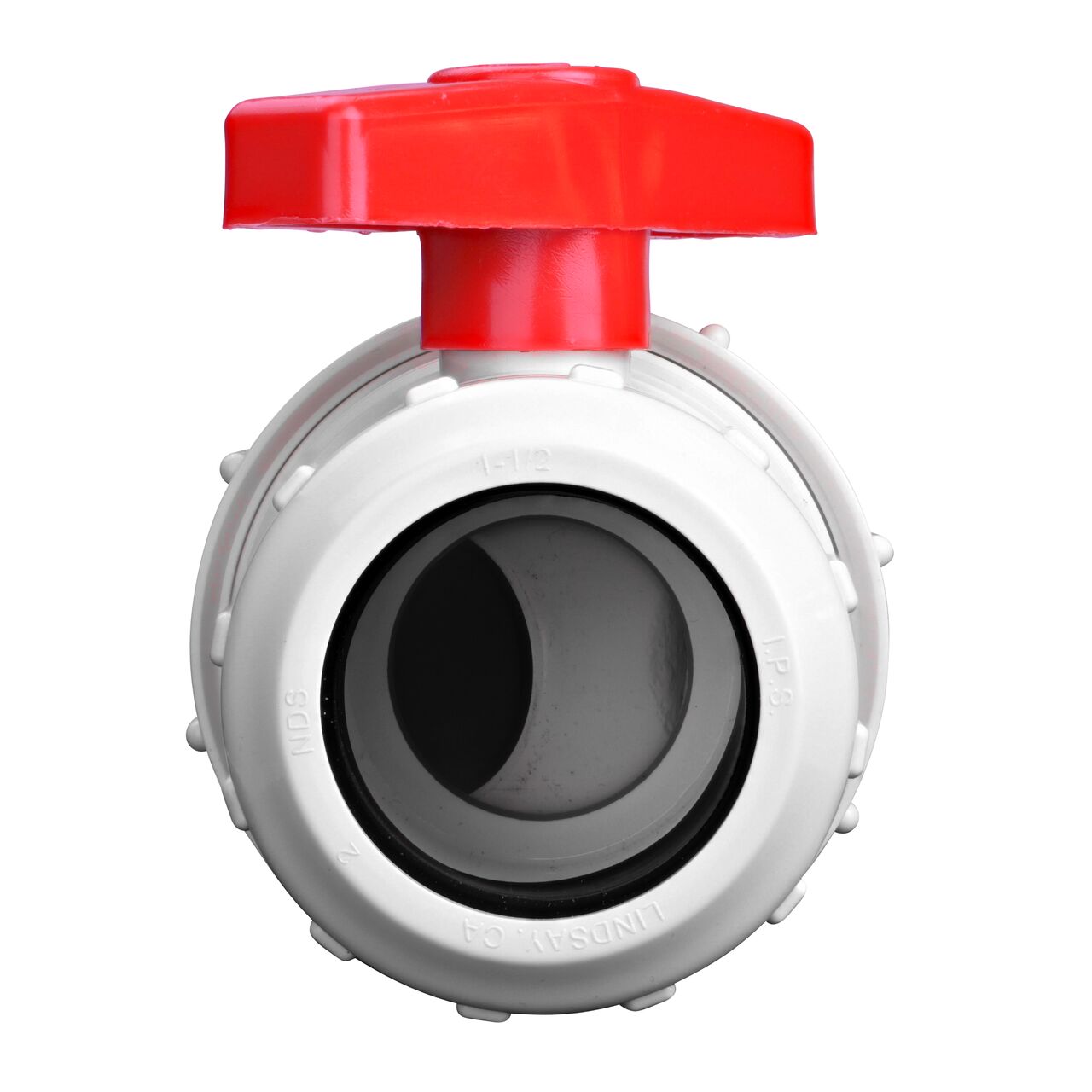 Ball valve is easy to turn and provides a shut off point in system on the NDS White 1-1/2 in, IPS UC X UC Checkmate PVC Swing Check and Ball Valve Combination (NDS 2200-15UC)