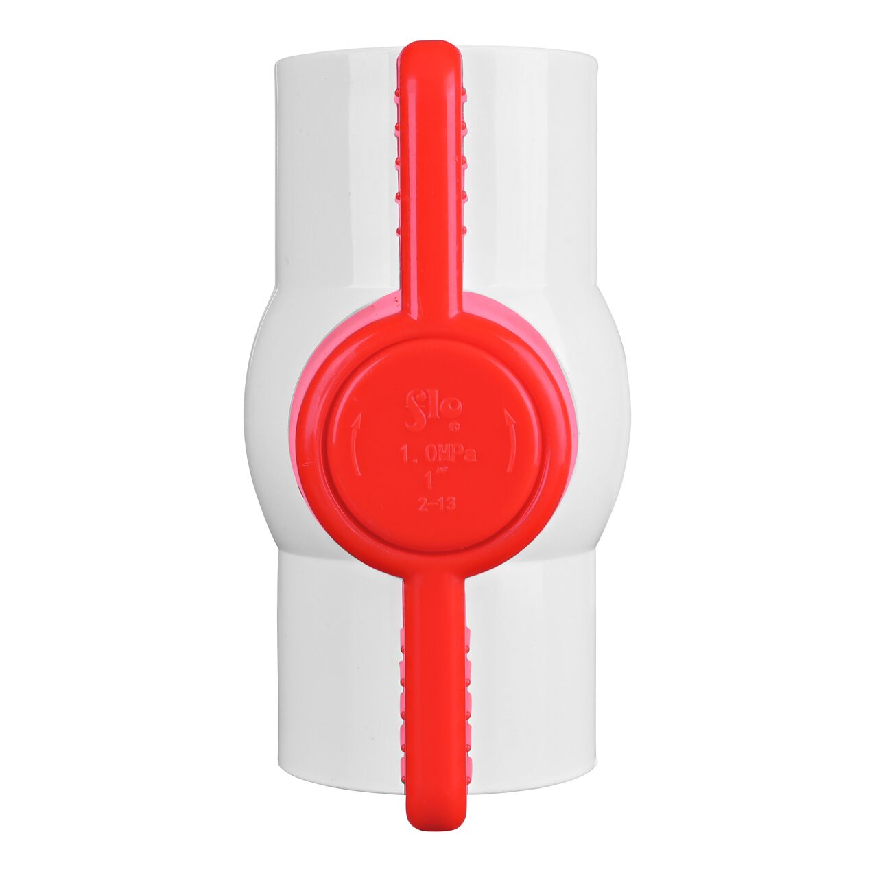 A closeup of the NDS CTS Ball Valve shows that the product can withstand 150 PSI and fits CTS pipes in an irrigation or other pressurized system  (NDS E1310-10)