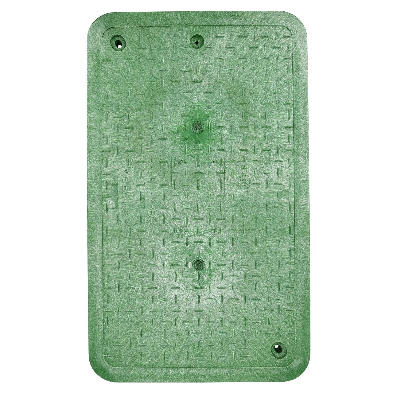 Top down view of the top side of the Green Sewer Overlapping cover (NDS 323CS) for the NDS 17 in. X 30 in. Rectangular Pro-Spec® Series