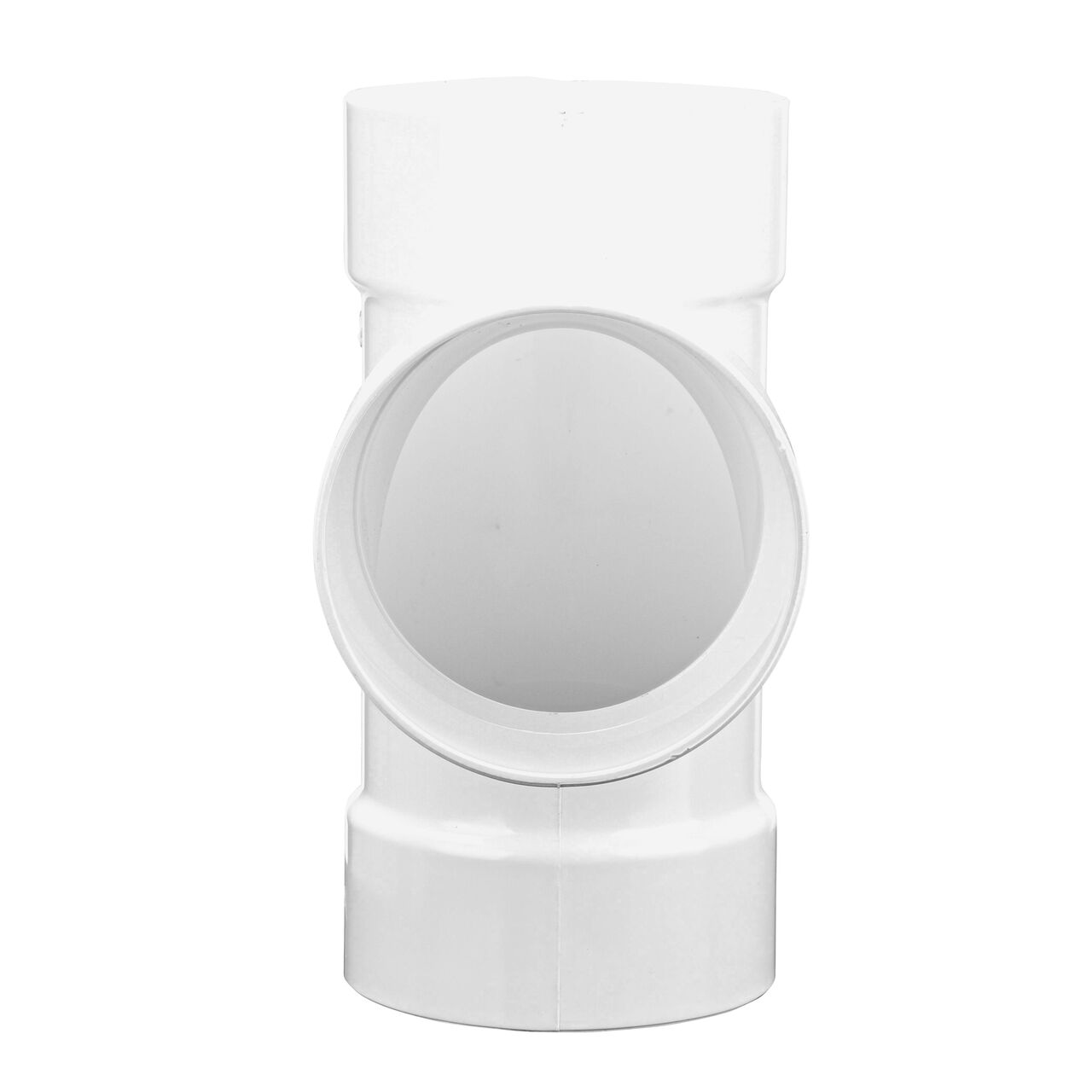 Vertical front view of the NDS 4 in. PVC Sewer and Drain 3-Way Sanitary Tee (NDS 4P09C*, NDS 4P09*, NDS 4P09)
