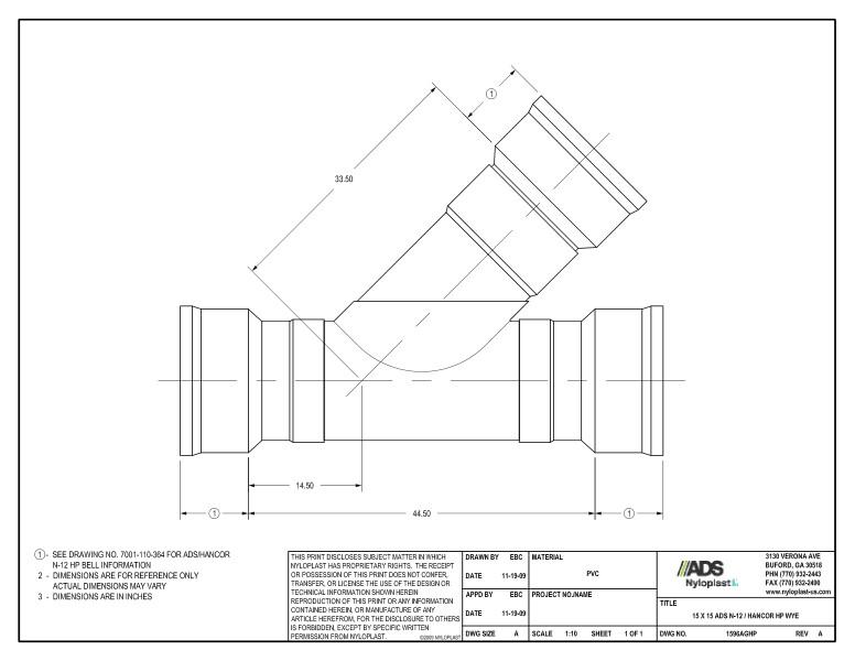 15 x 15 HP Wye Nyloplast Detail