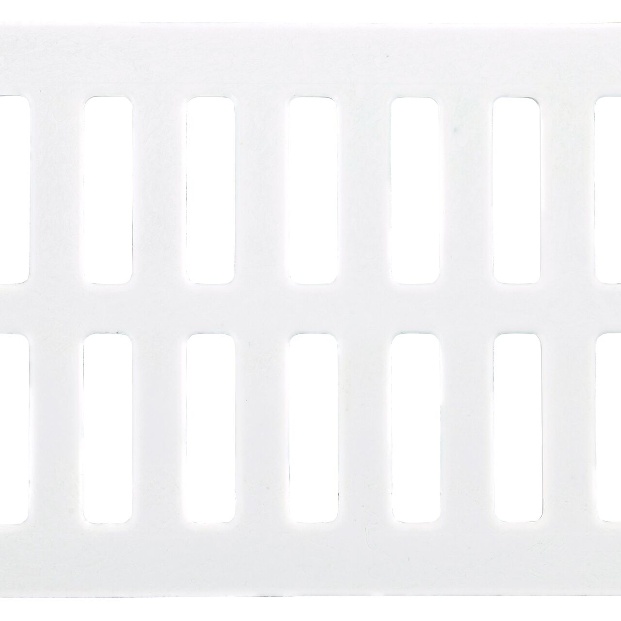 Top down view of the White Plastic Mini Channel™ Drain Grate (NDS 540)