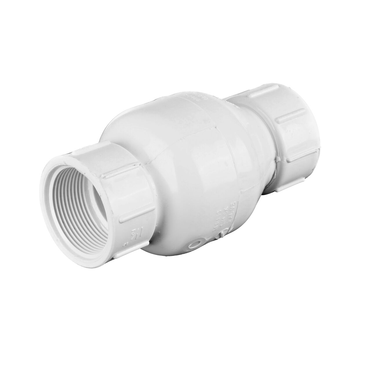 Alternate view of the NDS White 1-1/2 in. IPS FPT X FPT PVC Adjustable Spring Check Valve with 3-1/2-50 lb. Spring (NDS 1205-15)