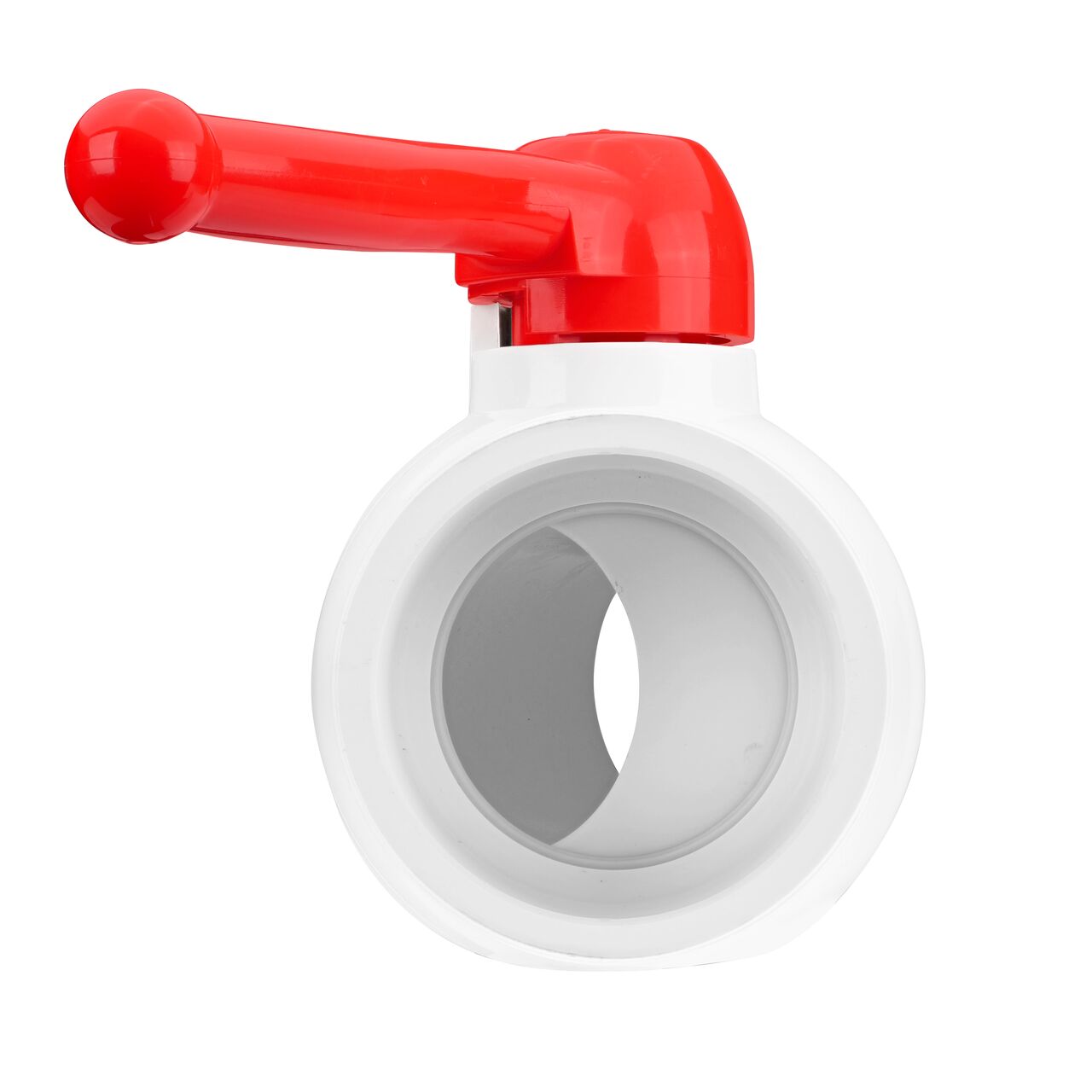 Rotate the handle to easily open or close the valve ball that controls water flow on the NDS 3 in. PVC CTS Ball Valve (NDS E1310-30)