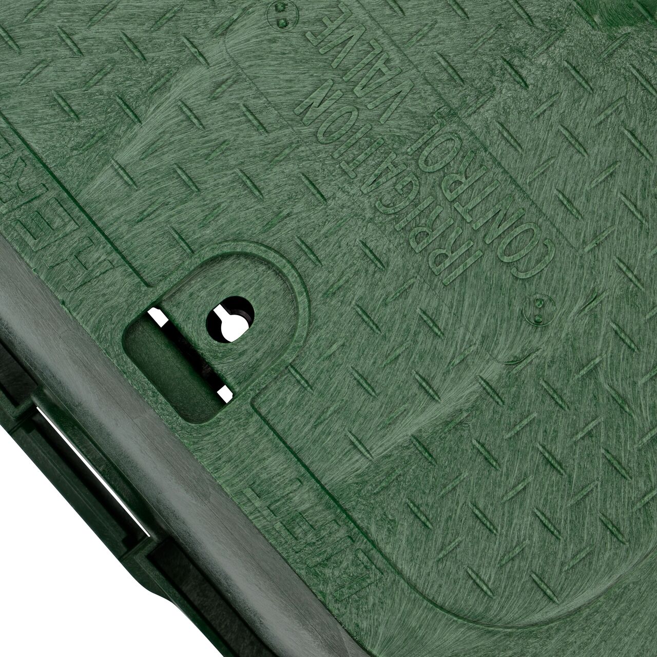 The valve box lid securely in place on the NDS 14 in. X 19 in. Rectangular Standard Series Black Box and Black Irrigation Control Valve Cover (NDS 114BC) keeping components protected against the elements, foot traffic, lawn care equipment, and potential vandalism while keeping them out of sight