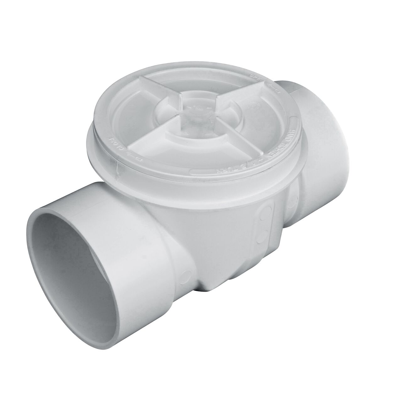 The outlet end on the NDS White 6 in. PVC Backwater Valve (NDS 675P)