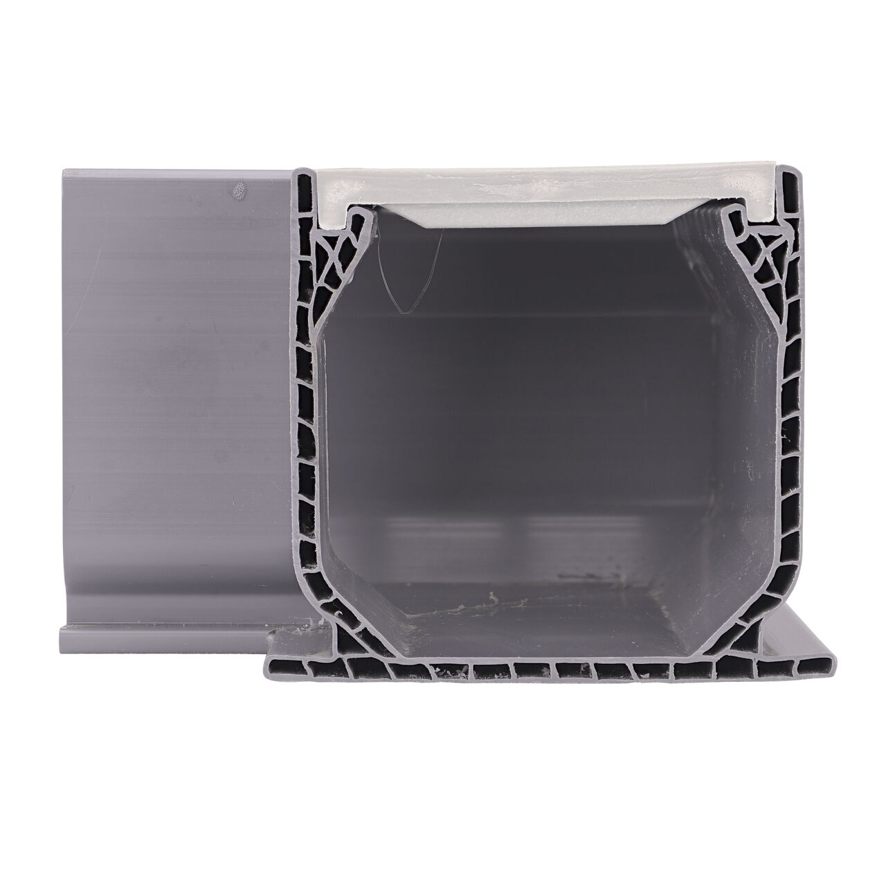 Side view of the NDS Gray Mini Channel™ Drain 90° Elbow and Grate (NDS 5380)
