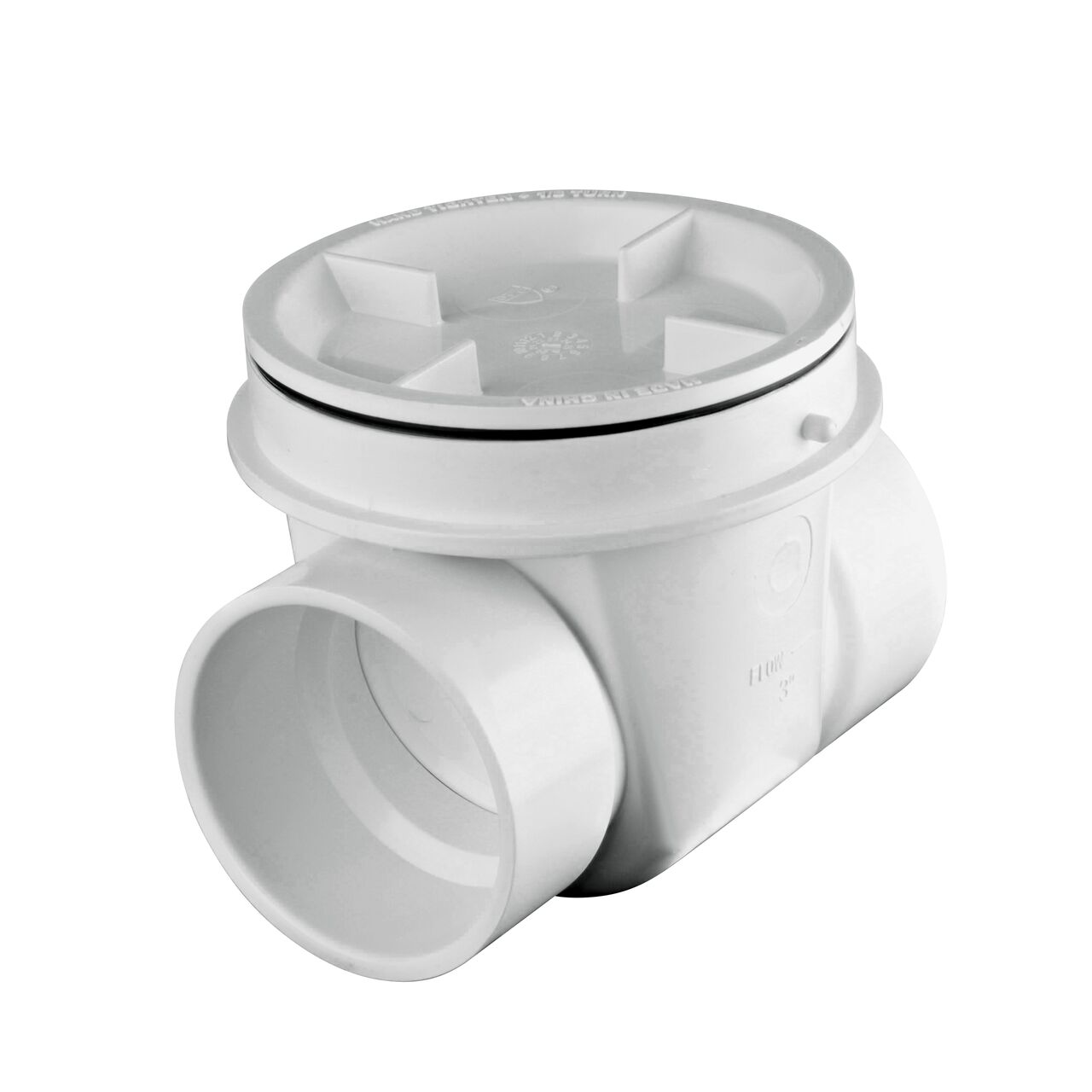 The NDS White 3 in. PVC Backwater Valve (NDS 375P) prevents street sewer waste from backflowing into basements or low areas