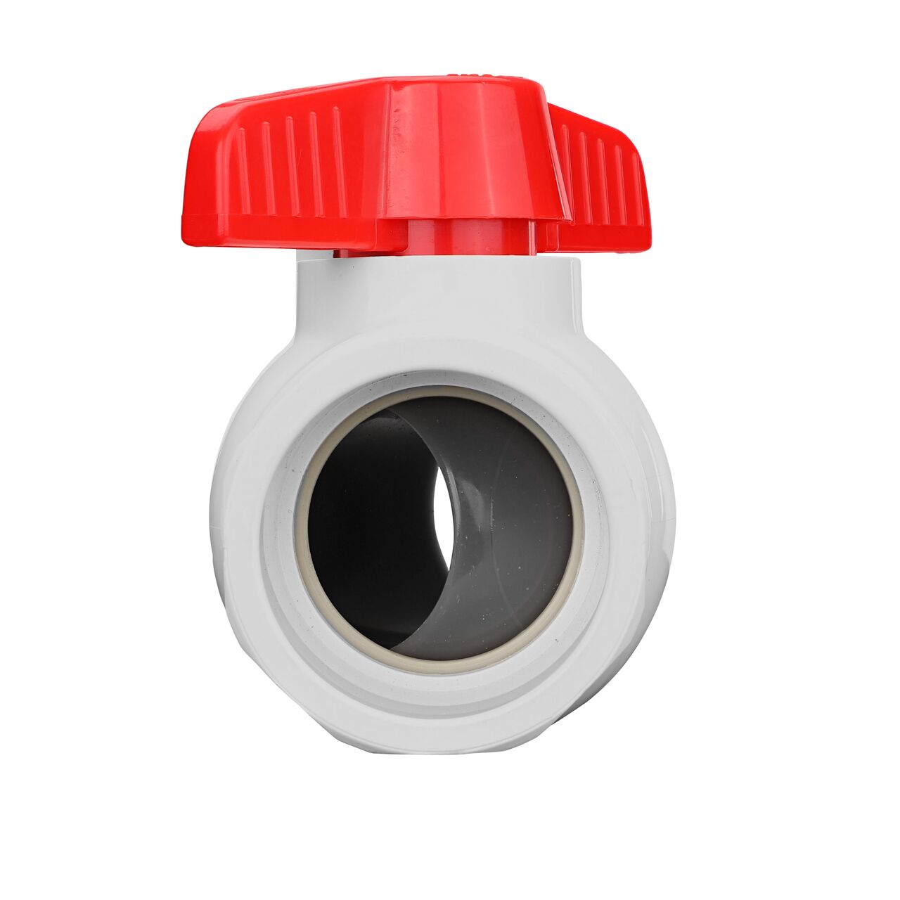 Rotate the handle to easily open or close the valve ball that controls water flow on the NDS 2 in. Slip PVC IPS Ball Valve (NDS E1410-20)